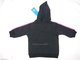 New Adidas Originals SUPERSIZE Fleece Baby Girls Hoody Full Tracksuit Black Pink