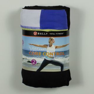Womens Bally Total Fitness Yoga Pant 2 Pack Size M Black Yellow Blue Gray