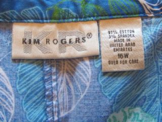Womens Kim Rogers Blue with Flower Print Skort Skirt with Shorts Size 16W