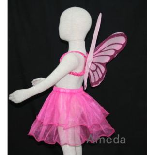 Girls Hot Pink Butterfly Fairy Tutu Wings 2pc Costume