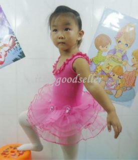 Girl Party Leotard Ballet Tutu Dance Costume Skirt Dress 2 6Y Pink Blue White