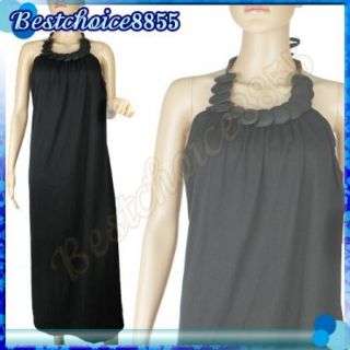 Sexy Womens Beach Tie Neck Wooden Beads Design Skirt Maxi BOHO Halter Long Dress