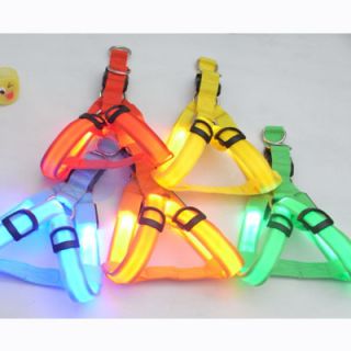 Glow LED Flashing Light Safety Dog Pet Belt Harness Leash Tether 3 Mode 5 Colors