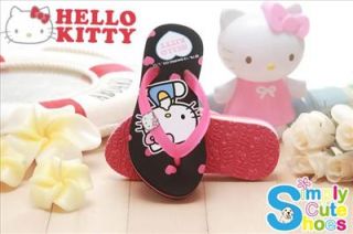 Hello Kitty Girls Beach Slippers Thong Capri Shoes Polka Dot Black 813549