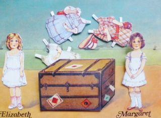 1984 Merrimack Paper Doll Set Dollies on Their Travels Trunk Clothes Dolls