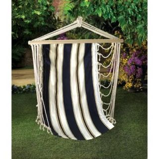 Cotton Navy Blue Stripe Outdoor Indoor Patio Hammock Swing Chair