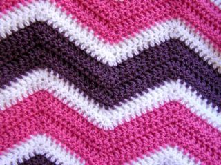 Chevron Zig Zag Crochet Handmade Baby Blanket Afghan Wrap Ripple Pink Purple