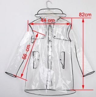 Hot Transparent Runway Style PVC Clear Women Mens Girls Boys Fashion Rain Coat