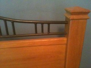 Queen Size Headboard Frame Solid Wood with Wrought Iron Beautiful Condition