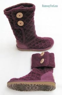 New UGG Australia Kids Girls Size 2 K Lattice Cardy Crochet Plum Purple Boots
