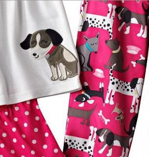 New Girls Spring Summer 3 Piece Pajamas PJs Set 4 Dog Puppy Carters $34 00