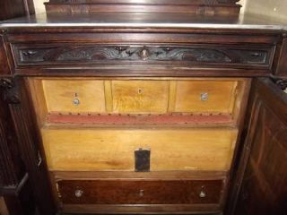 Beautiful Antique Walnut Italian Carved Art Nouveau Dresser 13IT063B