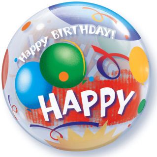 22" Happy Birthday Bright Qualatex Bubble Balloon