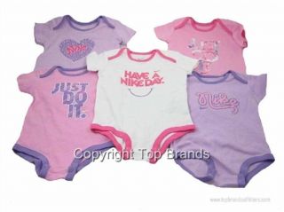 Nike Infant Baby Girl 5 Pack Bodysuits One Piece Outfit Romper Clothes Pink