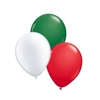 96 x Christmas Coloured Red Green White 12" Latex Balloons Helium Quality UK