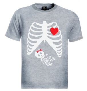 Pregnant Skeleton Baby Girl T Shirt Gothic Maternity Halloween x Ray PARODY