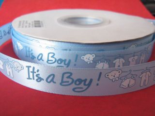 1 Metre Baby Boy Satin Ribbon 15mm Gift Wrapping Card Crafting Its A Boy Ribbon
