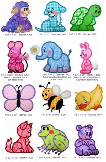 12 Baby Applique Animals Machine Embroidery Designs