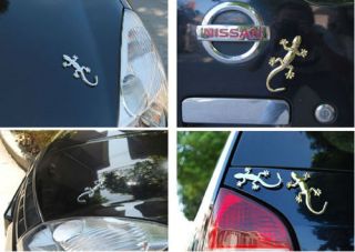 Metal Gecko Shape Badge Emblem Logo Auto Car Truck Decor 3D Sticker Decal Silver