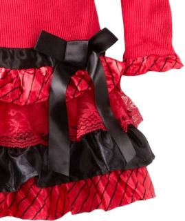 New Baby Girls "Red Black Ruffle Heart" Size 12M 2pc Dress Clothes