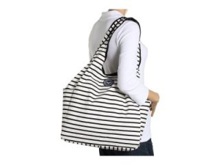 Roxy Breathless Large Beach Tote Bag White with Black Stripes