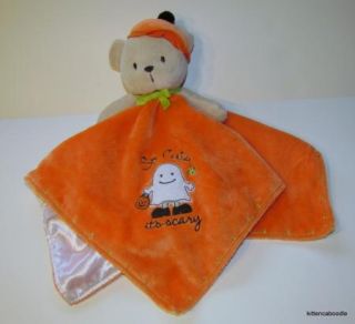 Carters So Cute It's Scary Halloween Bear Orange Security Blanket Baby Rattle