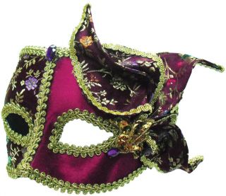 Burgundy Purple Gold Masquerade Fancy Dress Eye Mask