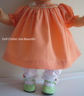 Doll Clothes Fit Bitty Baby Peach Dress w Smocking Bloomers