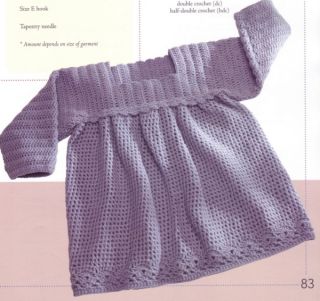 Sweet Long Sleeved Baby Dress Crochet Pattern Instructions