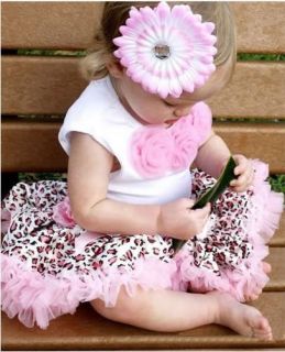 2pcs Baby Girl Kids Tutu Dress Top Skirt Brown Pink Black Dress Leopard Clothes