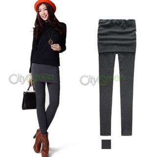 Women's Skirt Leggings Footless Cotton Pleated Tights Long Pants Stretch s M L