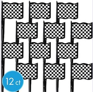 Checkered Flag Drink Stirrers Race Car Themed Birthday Party Supplies