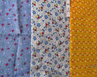 3pc Blue Yellow Novelty Floral Prints Cotton Fabrics Newman Moda Marcus Bros
