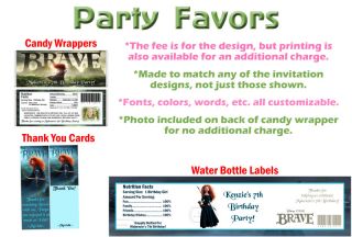 Brave Movie Princess Merida Birthday Party Ticket Invitations Supplies Favors