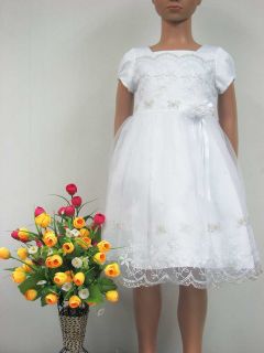 CW 251 M Size 6 7 White Dress Flower Girl Jr Junior Wedding Party Dress