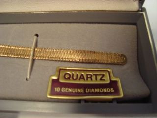Vintage Armitron Deauville Diamond Mesh Gold Tone Ladies Watch