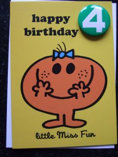 Mr Men or Little Miss Age 1 2 3 4 5 or 6 Birthday Card