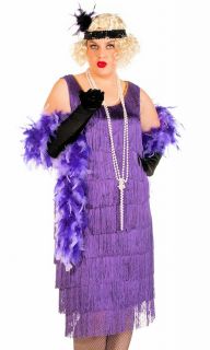 1920's Gatsby Flapper Plus Size Dress Fancy Dress Costume Purple Deluxe 3XL18 20