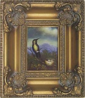 Unique Miniature Bird Prints in Ornate Framed Wall Art Set of 4 9600 529EC