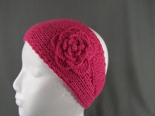Fuchsia Pink 100 Cotton Flower Crochet Ear Warmer Muff Head Band Wrap Knit