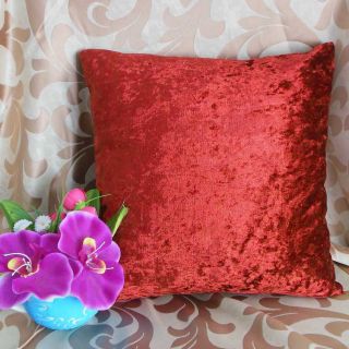 Hot Red Crushed Stretchy Velvet Style Cushion Cover Custom Size U60CC 235