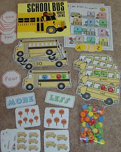 School Bus Books Math Literacy Bag Centers File Folder Games Preschool K