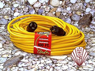100' 12 Gauge Twist Lock Yellow Extension Cord