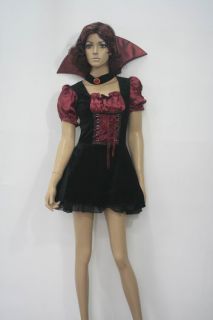 Sexy Women Goth Punk Vampire Collar Dress Halloween Witch Costume 2012 New