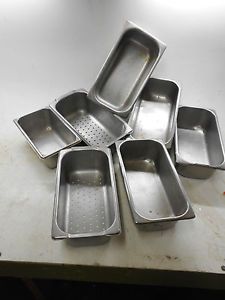 Seven Commercial Kitchen Stainless Steel Food Steaming Containers No Lids