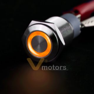 Orange LED Ultra Flush Light Neon Glow Push on Off Switch Ring Button 16mm