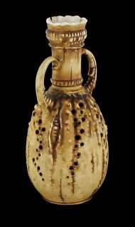 Striking Antique Teplitz Art Nouveau Amphora Pair Austrian Organic Corn Forms