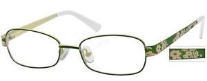 Girls Green White Glasses Optical Frames with Flowers Kids Optical Eyewear