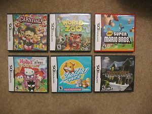 Set of 6 Nintendo DS Games Super Mario Bros Carnival Games Nancy Drew More