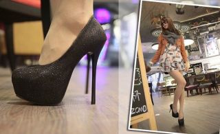 Sexy Women's Glitter Platform Super High Heel Stiletto Pumps Party Shoes